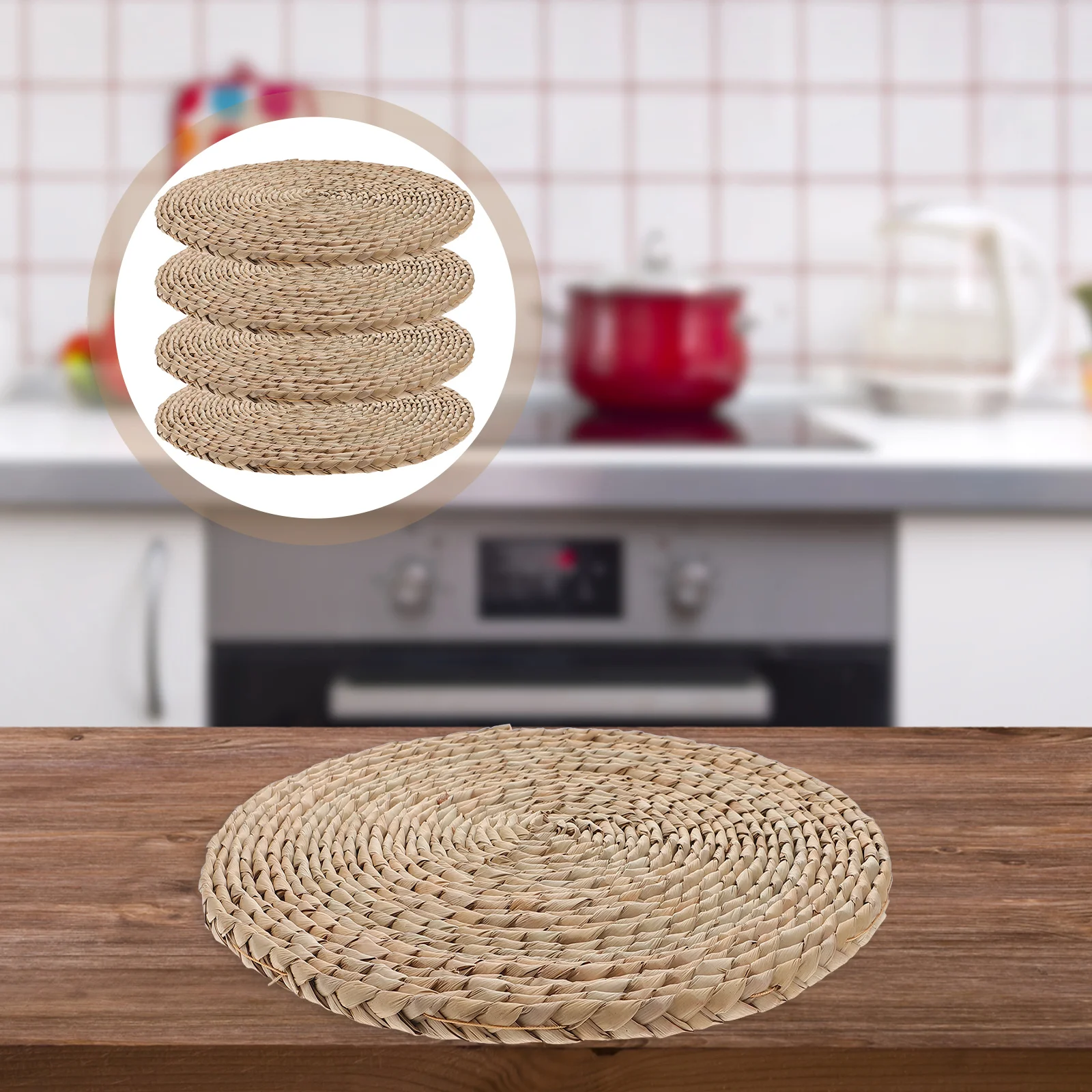 4pcs Round Woven Placemats Heat Resistant Table Place Mat Hot Pot Holder 
4pcs Round Woven Placemats Heat Resistant Table Place Mat Hot Pot Holder