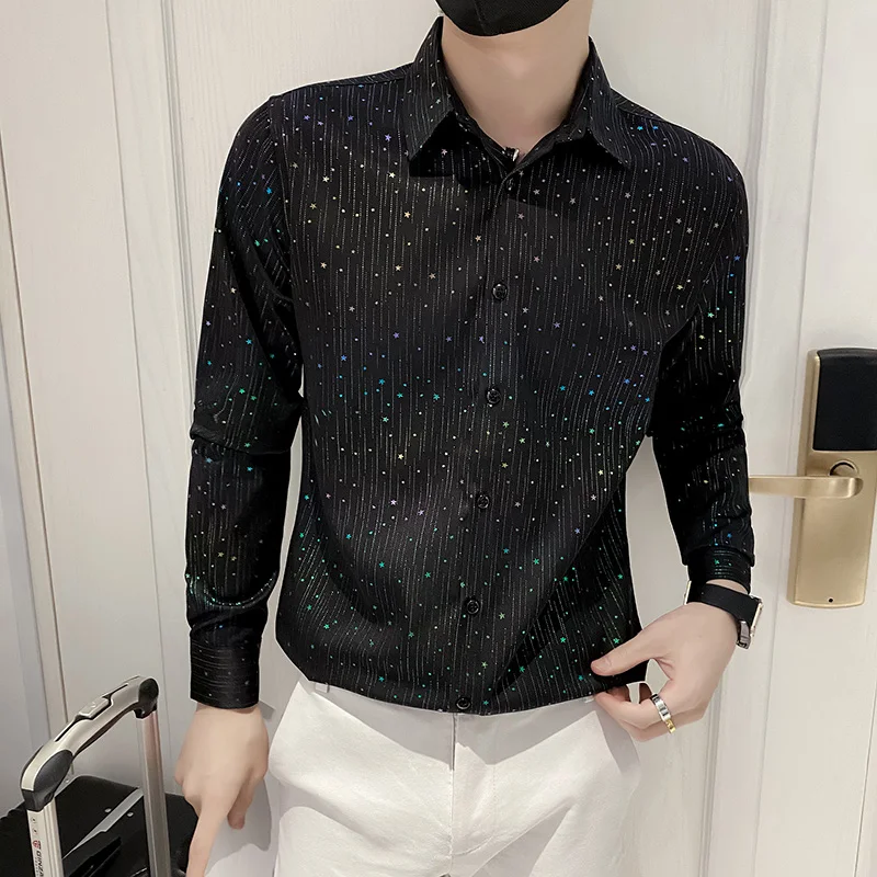 Color Rhinestone Mens Shirt Slim Streetwear Casual Shirt 2021 Autumn Fashion Social Party Nightclub Stage Singer Men Clothing
Color Rhinestone Mens Shirt Slim Streetwear Casual Shirt 2021 Autumn Fashion Social Party Nightclub Stage Singer Men Clothing