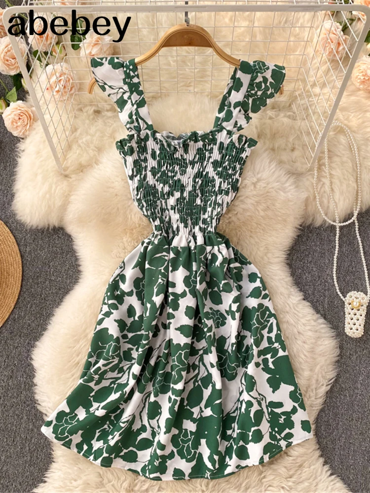 

Женское пляжное платье для отпуска, привлекательное облегающее платье миди во французском стиле с квадратным вырезом, эластичным поясом, р...