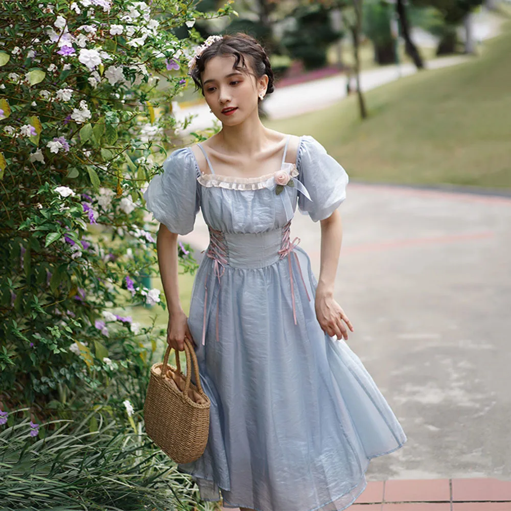 2022 New VintageElegant Dress Women Summer Bandage Flower Midi Dresses Female Holiday Puff Sleeve Korean Fashion One Piece Dress
2022 New VintageElegant Dress Women Summer Bandage Flower Midi Dresses Female Holiday Puff Sleeve Korean Fashion One Piece Dress