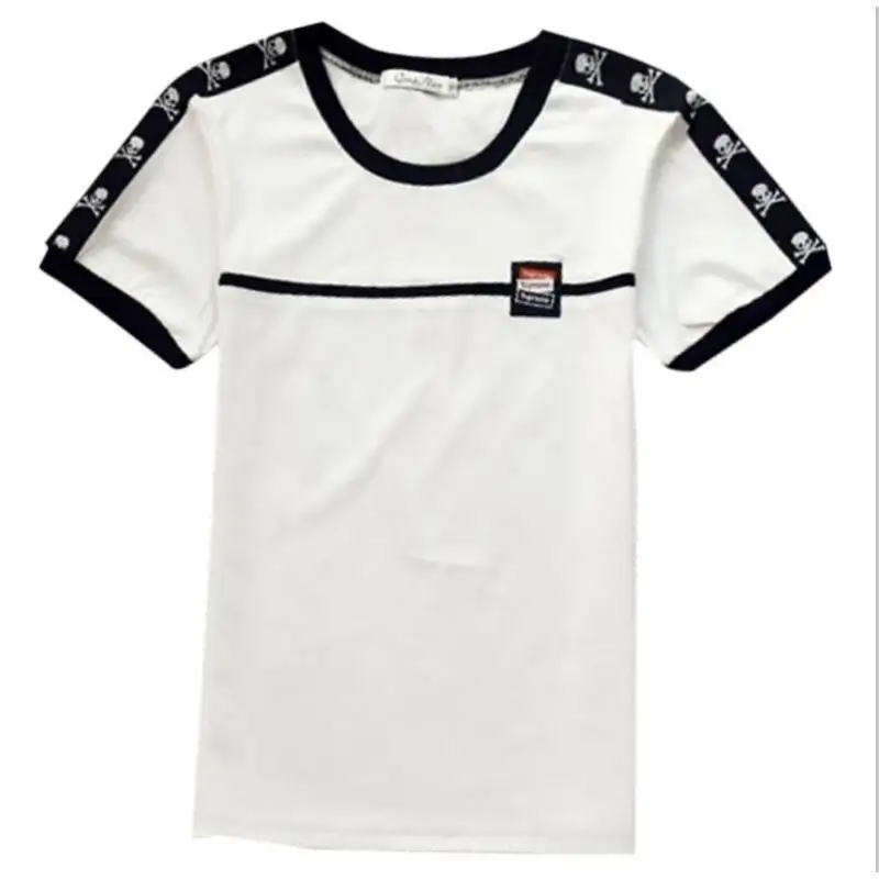 

Male summer slim white fashion short sleeve T-shirt male hair stylist Joker half sleeve jacket