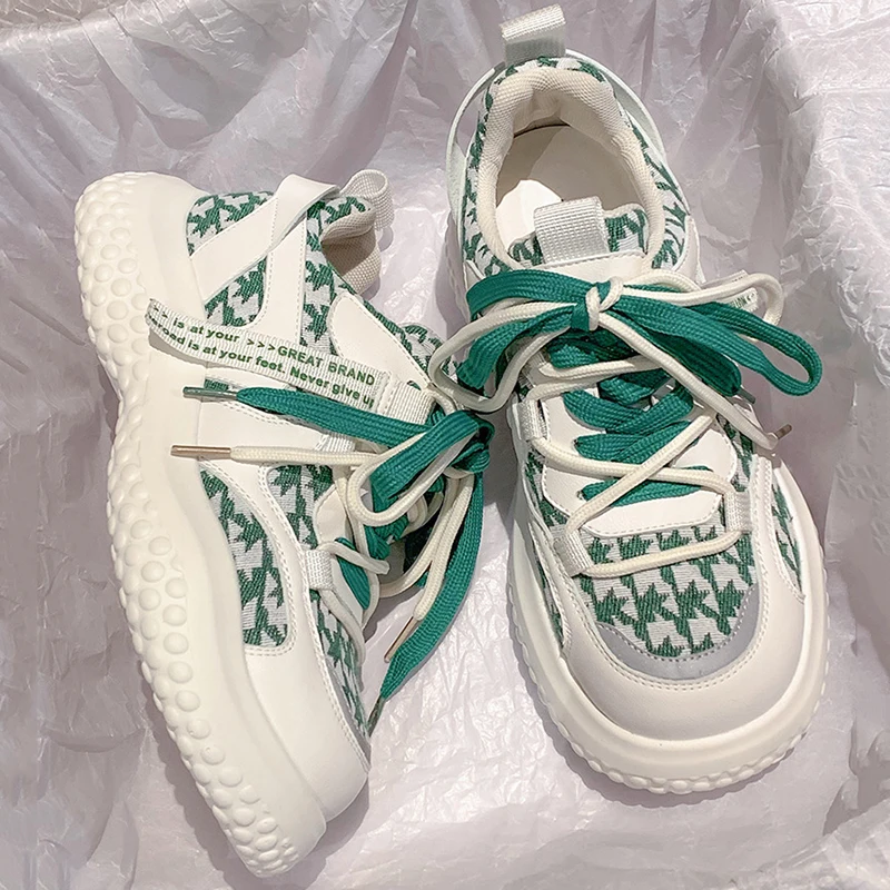 Houndstooth Chunky Vulcanized Sneakers Women 2022 Spring Retro Double Lace-up Non-slip Running Shoes Ladies Casual Breathable
Houndstooth Chunky Vulcanized Sneakers Women 2022 Spring Retro Double Lace-up Non-slip Running Shoes Ladies Casual Breathable