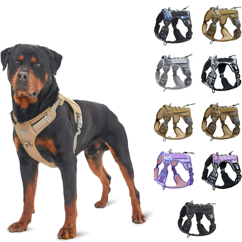 

Leash Dogs Small Pull For Large Pet Set Dog Vest Training Adjustable Working And No Harness Reflective Tactical Harness