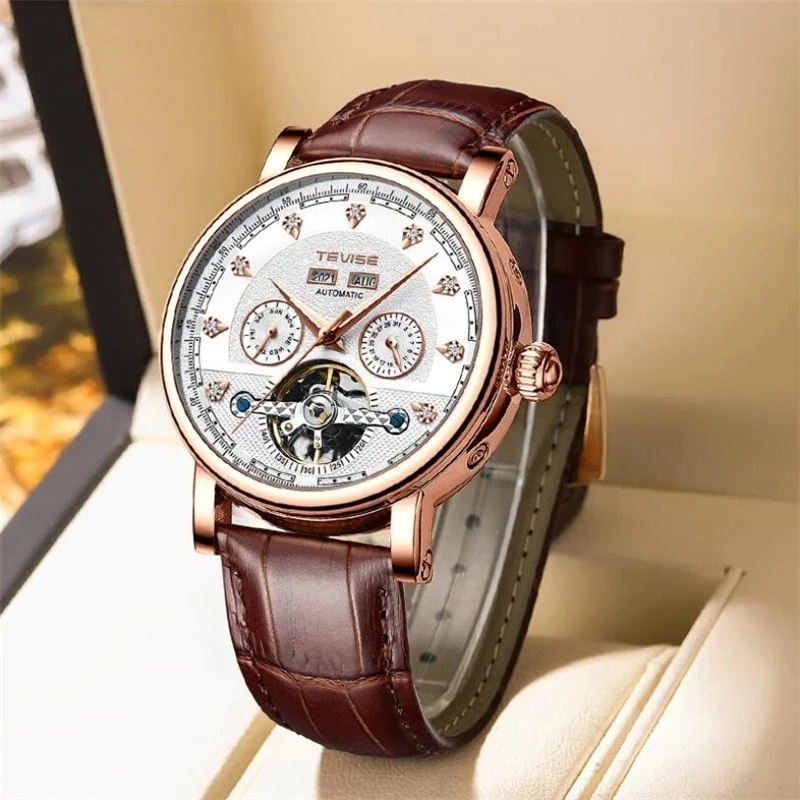 

TEVISE Perpetual Calendar Men Watch 2023 Luxury Top Brand Automatic Skeleton Watches Men Tourbillon Mechanical Watch reloj