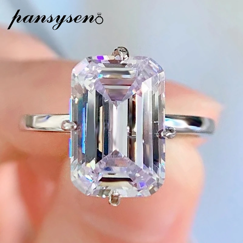 PANSYSEN 100% 925 Sterling Silver 8*12MM Simulated Moissanite Diamond Wedding Engagement Ring 18k White Gold Color Fine Jewelry
PANSYSEN 100% 925 Sterling Silver 8*12MM Simulated Moissanite Diamond Wedding Engagement Ring 18k White Gold Color Fine Jewelry