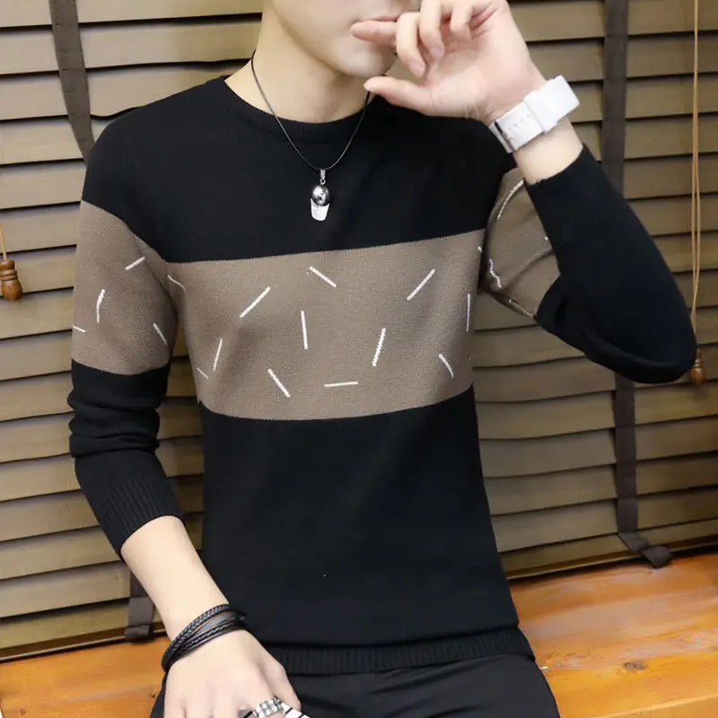 Autumn and Winter Long-sleeved Sweater Men's Korean Version of The Slim Round Neck New Personality Male Knitted Bottoming Shirt 
Autumn and Winter Long-sleeved Sweater Men's Korean Version of The Slim Round Neck New Personality Male Knitted Bottoming Shirt