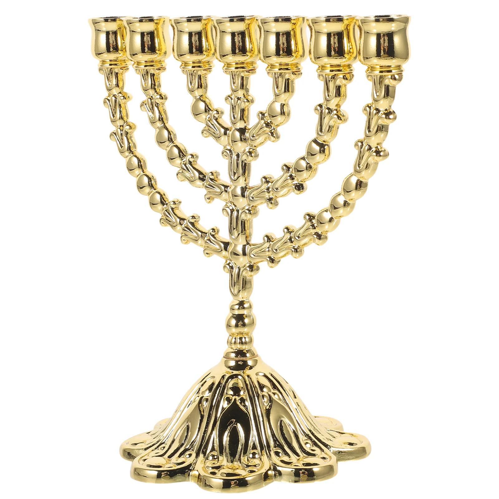 

Holder Menorah Branch Stand Metal Chanukah Hanukkah Jewish Candelabra Candlestick Vintage Table Religious Gold Jerusalem Decor