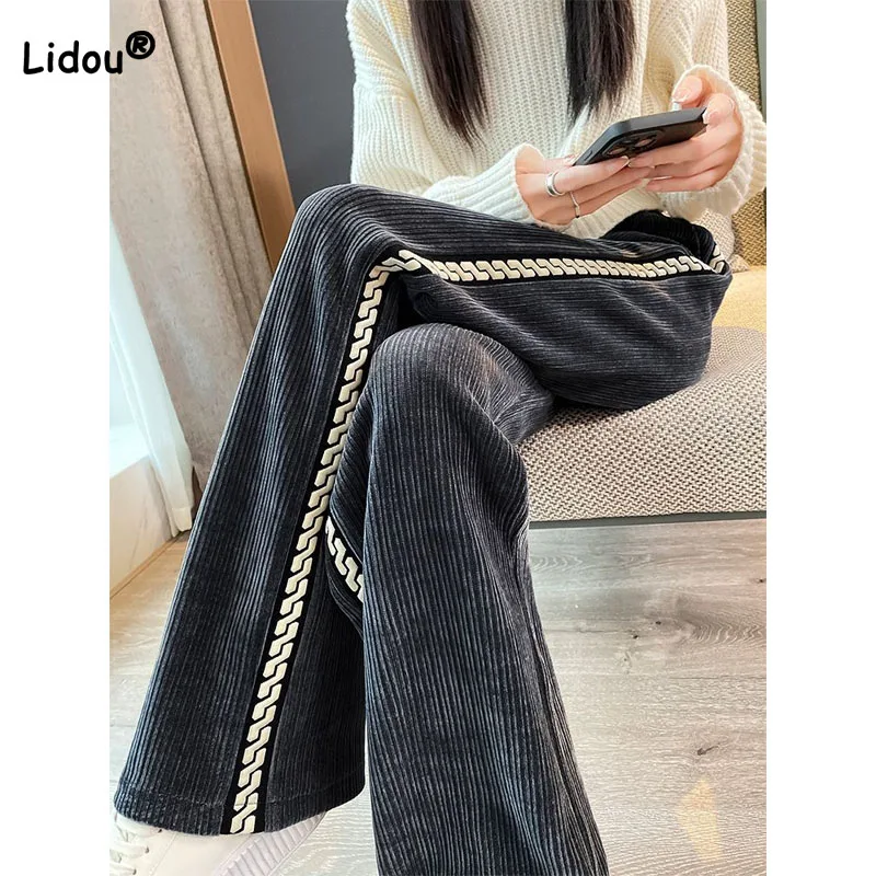 Fashion Spliced Corduroy Thick Wide Leg Pants Female Autumn Winter New High Waist Casual Straight Fleece Full Length Trousers
Fashion Spliced Corduroy Thick Wide Leg Pants Female Autumn Winter New High Waist Casual Straight Fleece Full Length Trousers