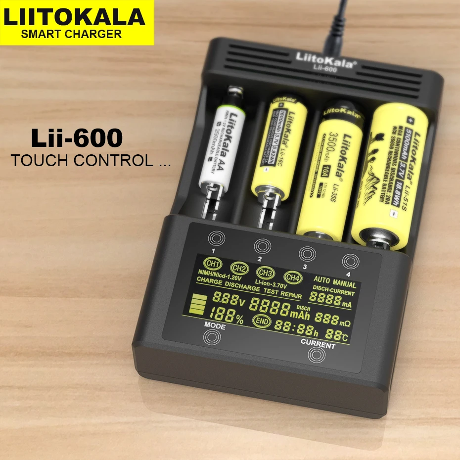 Liitokala Lii-600 Lii-S8 Lii-500S Lii-500 Lii-PD4 LCD 3.7V 18650 18350 18500 21700 14500 26650 AA NiMH Lithium-Battery Charger
Liitokala Lii-600 Lii-S8 Lii-500S Lii-500 Lii-PD4 LCD 3.7V 18650 18350 18500 21700 14500 26650 AA NiMH Lithium-Battery Charger