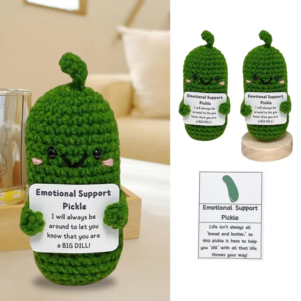 

Handmade Emotional Support Pickled Cucumber Gift Encouragement Card Handmade Crochet Emotional Support Pickles Knitting Doll