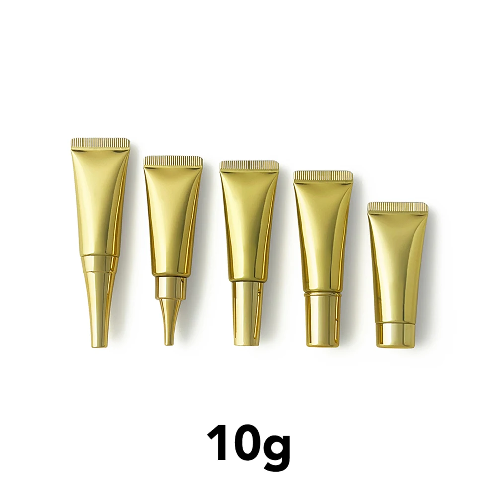 

10g Gold Refillable Cosmetics Container 10ml Essence Sample Squeeze Bottle Eye Cream Lotion Empty Plastic Soft Tube