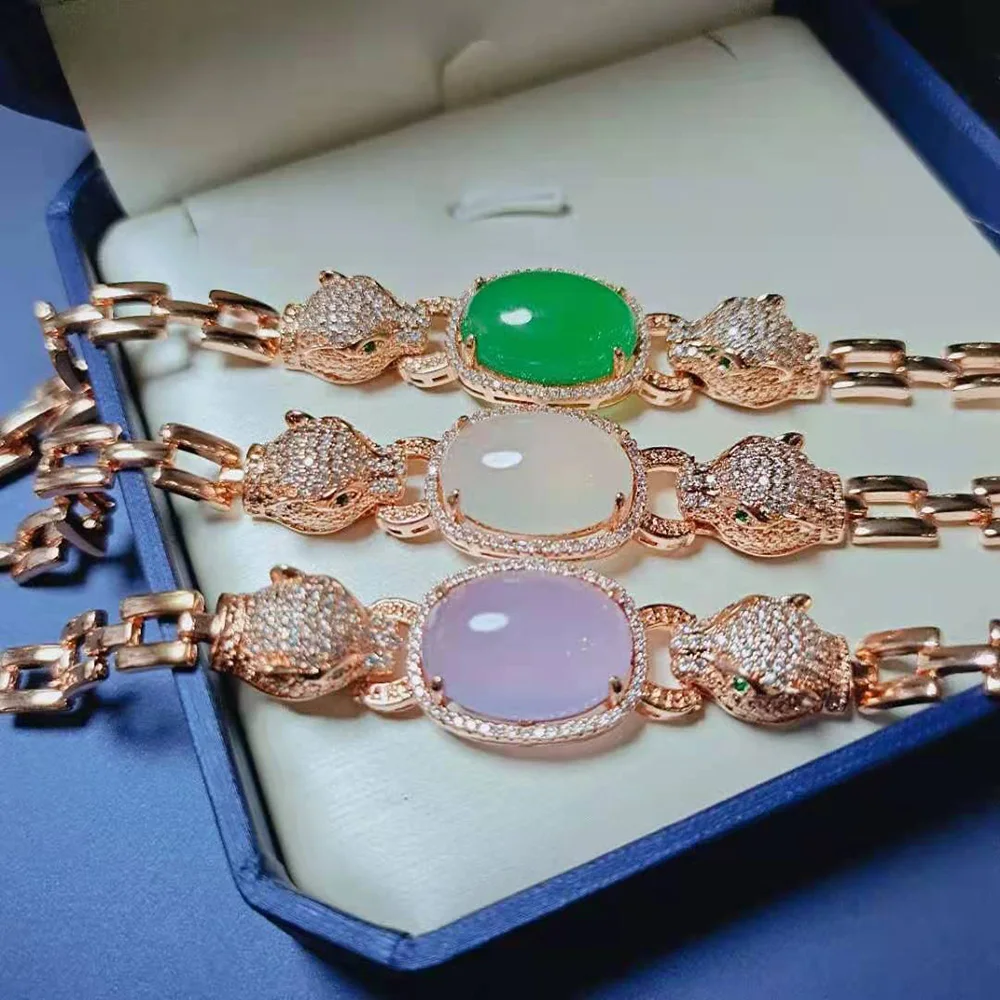 Natural Jade Bracelet Leopard Head Inlaid With Zircon Bangle For Women Charm Jadeite Fine Jewelry Free Shipping Items Women
Natural Jade Bracelet Leopard Head Inlaid With Zircon Bangle For Women Charm Jadeite Fine Jewelry Free Shipping Items Women