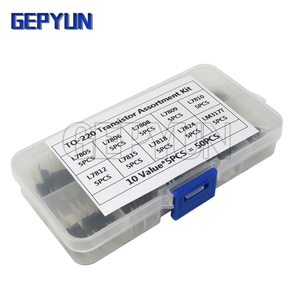 10value*5PCS=50PCS LM317T L7805 L7806 L7808 L7809 L7810 L7812 L7815 L7818 L7824 Transistor Assortment Kit Voltage Regulator Box
10value*5PCS=50PCS LM317T L7805 L7806 L7808 L7809 L7810 L7812 L7815 L7818 L7824 Transistor Assortment Kit Voltage Regulator Box