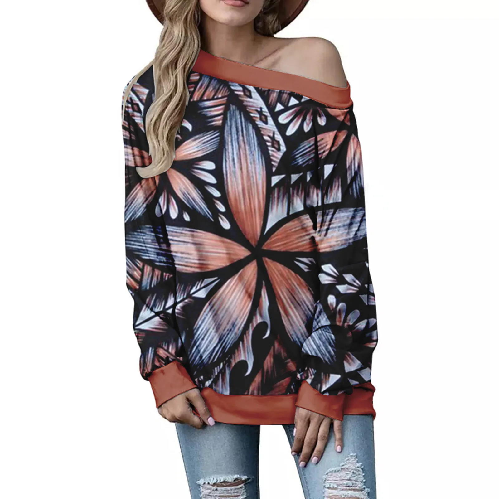 Womens Off Shoulder Tops Casual Blouse Long Sleeve Shirts Tunic Basic Floral Printed Tee Shirts Phrasing Shirt
Womens Off Shoulder Tops Casual Blouse Long Sleeve Shirts Tunic Basic Floral Printed Tee Shirts Phrasing Shirt