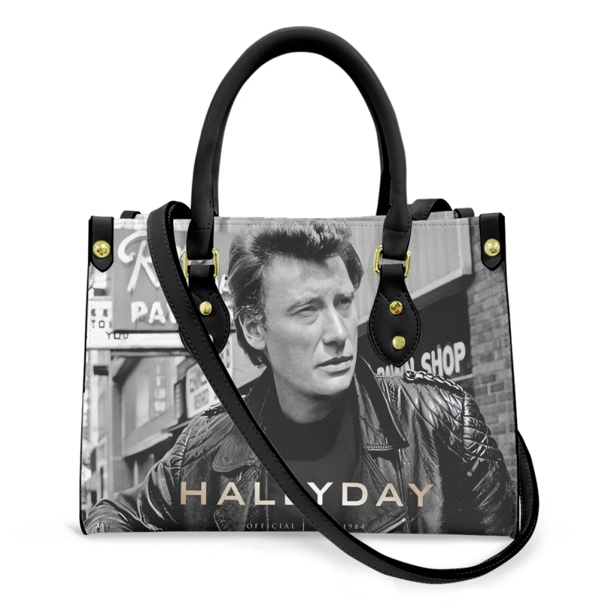 

Johnny Hallyday Print Luxury Bag Classic Singer Durable Lady Handbags for Women 2023 New Brand DIY Casual Bag Sac A Mains Femme