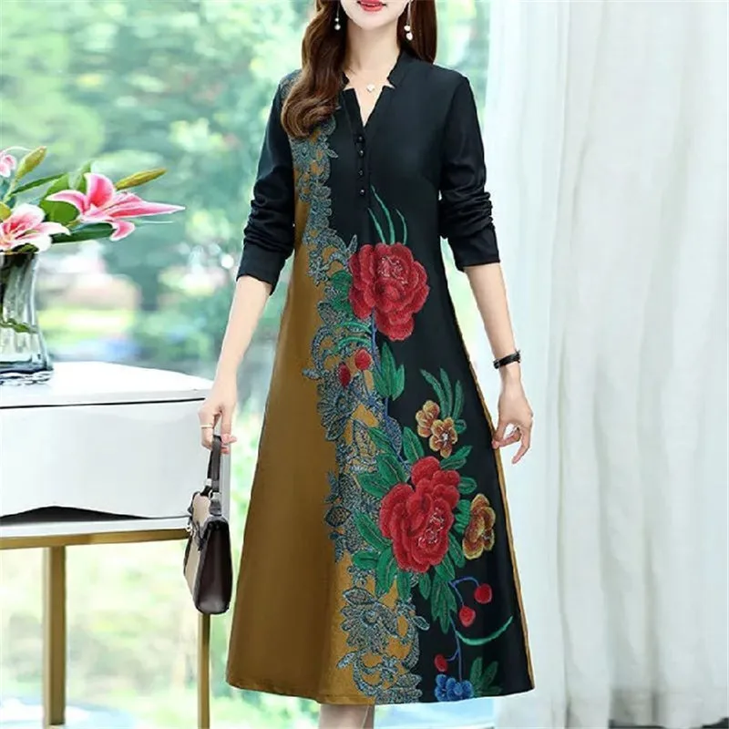 Элегантная одежда ночная рубашка с V-образным вырезом и принтом для матери женская ночная рубашка с длинным рукавом Fdfklak для женщин размер осень весна Новинка
Элегантная одежда ночная рубашка с V-образным вырезом и принтом для матери женская ночная рубашка с длинным рукавом Fdfklak для женщин размер осень весна Новинка