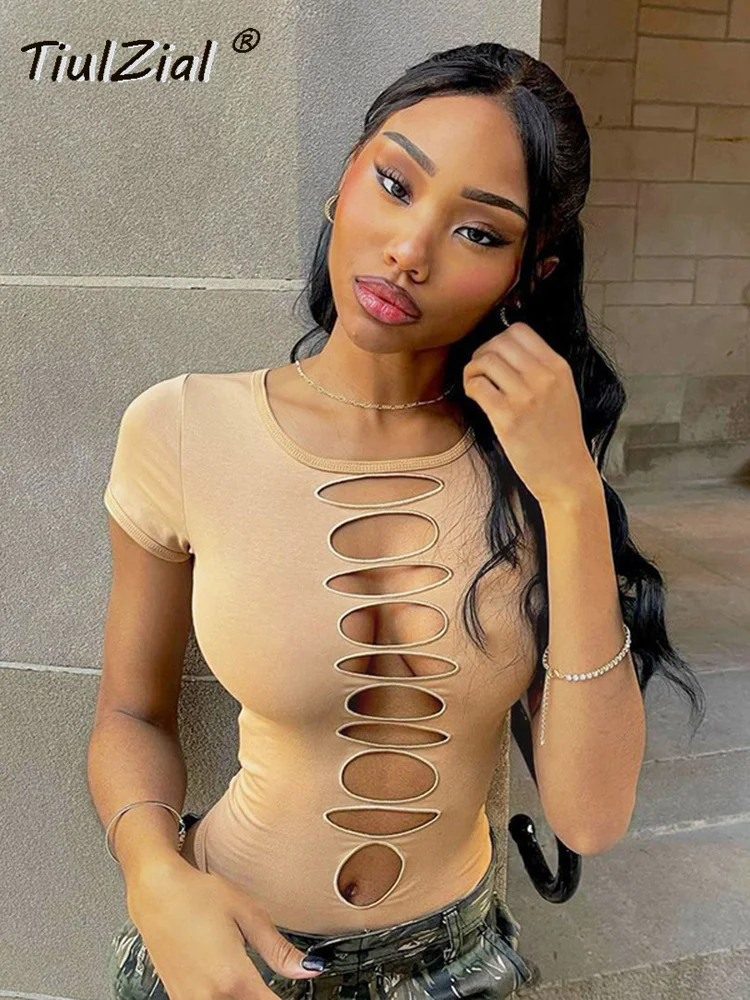 TiulZial Short Sleeve Hollow Out Slim Y2K T-Shirt 2022 Summer Casual Tee Lady Clothing Khaki Women Outfit Crop Top
TiulZial Short Sleeve Hollow Out Slim Y2K T-Shirt 2022 Summer Casual Tee Lady Clothing Khaki Women Outfit Crop Top
