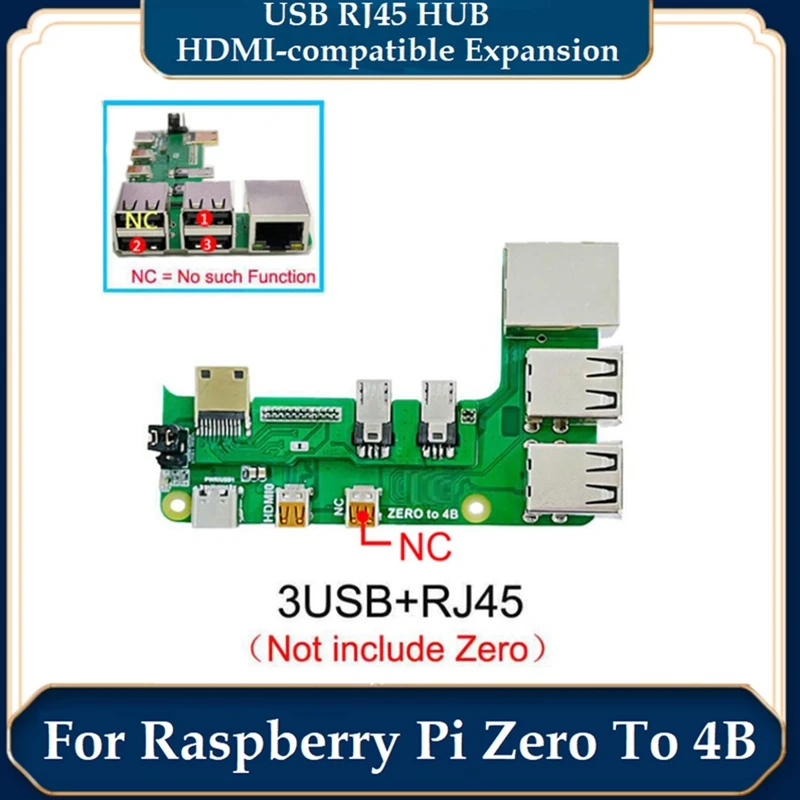 

1 компл. Для Raspberry Pi переходная плата Zero 2 Вт к 4B переходник интерфейса Zero Pi0 usb-хаб RJ45 HAT