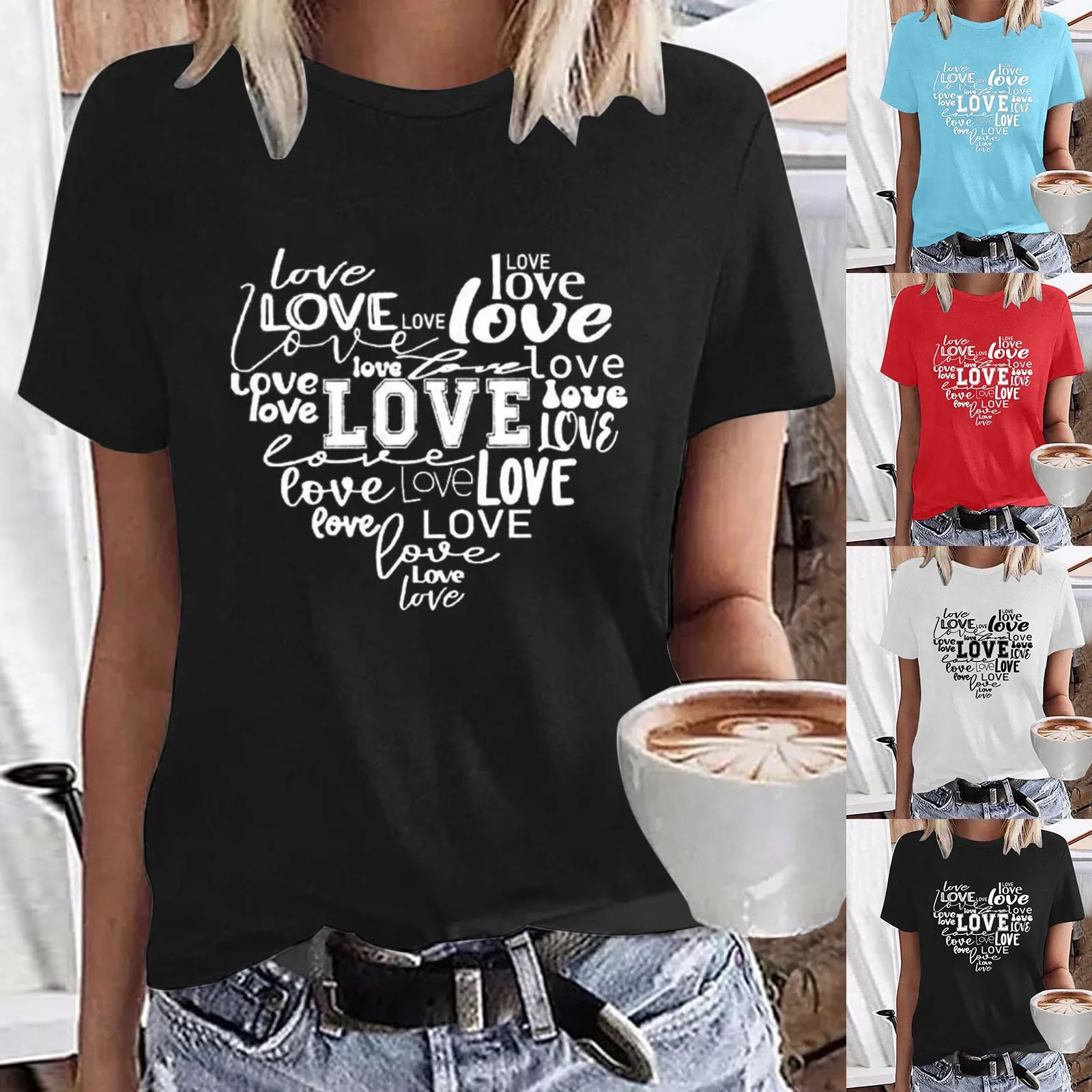 Womens Fashion Valentine's Day Short Sleeve Crew Neck Top Tee Shirt Blouse Womens T Shirts Wine 
Womens Fashion Valentine's Day Short Sleeve Crew Neck Top Tee Shirt Blouse Womens T Shirts Wine