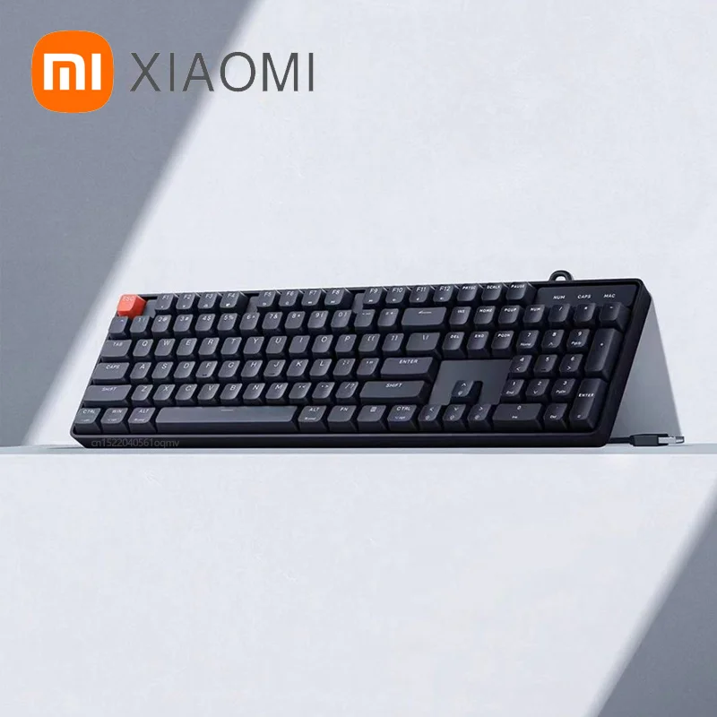 

Xiaomi przewodowa klawiatura mechaniczna 104 pełne klawisze wsparcie Win/Mac OS niebieski czerwony przełącznik gra ergonomiczna