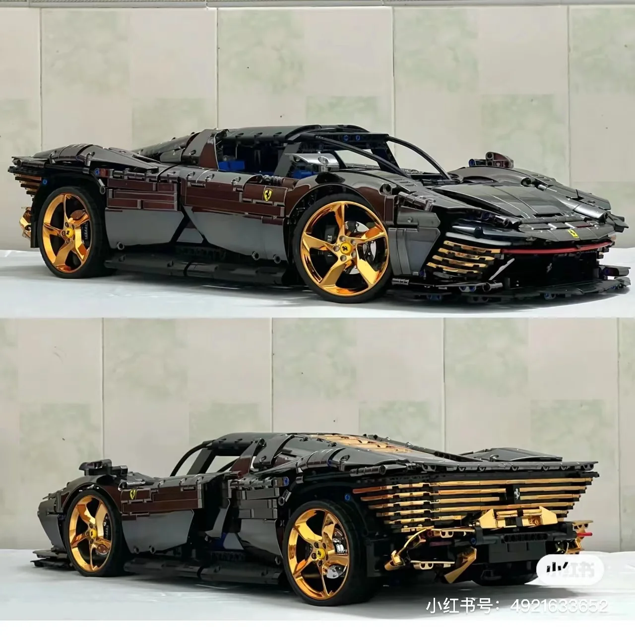 MOC Bricks Black And Gold Ferrari Daytona SP3 Model Fit 42143 High Tech Supercar Building Block Children's Birthday Toy Gift 
MOC Bricks Black And Gold Ferrari Daytona SP3 Model Fit 42143 High Tech Supercar Building Block Children's Birthday Toy Gift