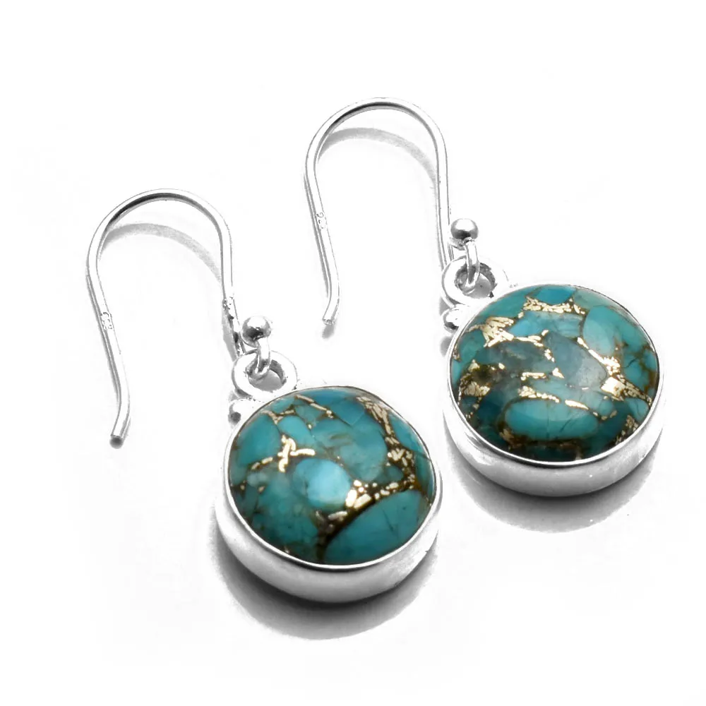 Genuine Blue Copper Turquoise 925 Sterling Silver Earrings, 30 mm, AE2740
Genuine Blue Copper Turquoise 925 Sterling Silver Earrings, 30 mm, AE2740