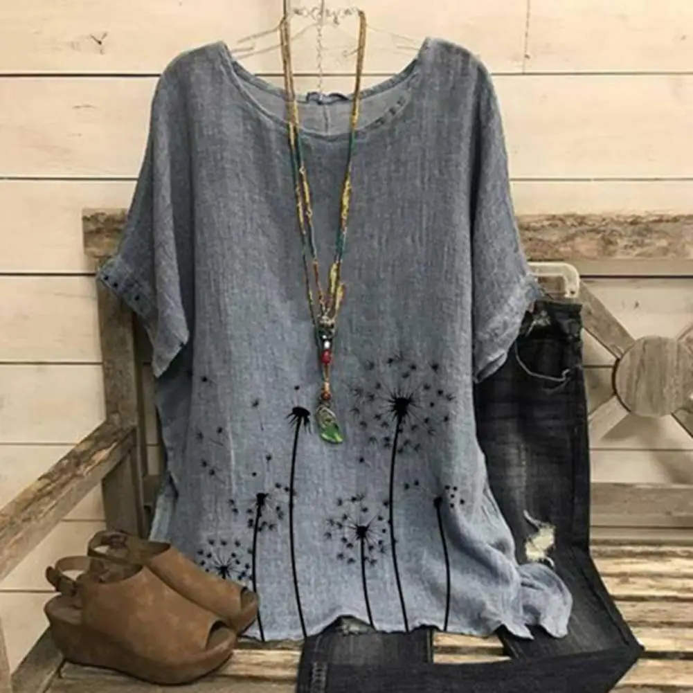 Dandelion Print Casual Loose Ladies Top Fashion O-neck Short Sleeve Pullover T-shirt Fashion Skin-touching Summer Tee for Home
Dandelion Print Casual Loose Ladies Top Fashion O-neck Short Sleeve Pullover T-shirt Fashion Skin-touching Summer Tee for Home