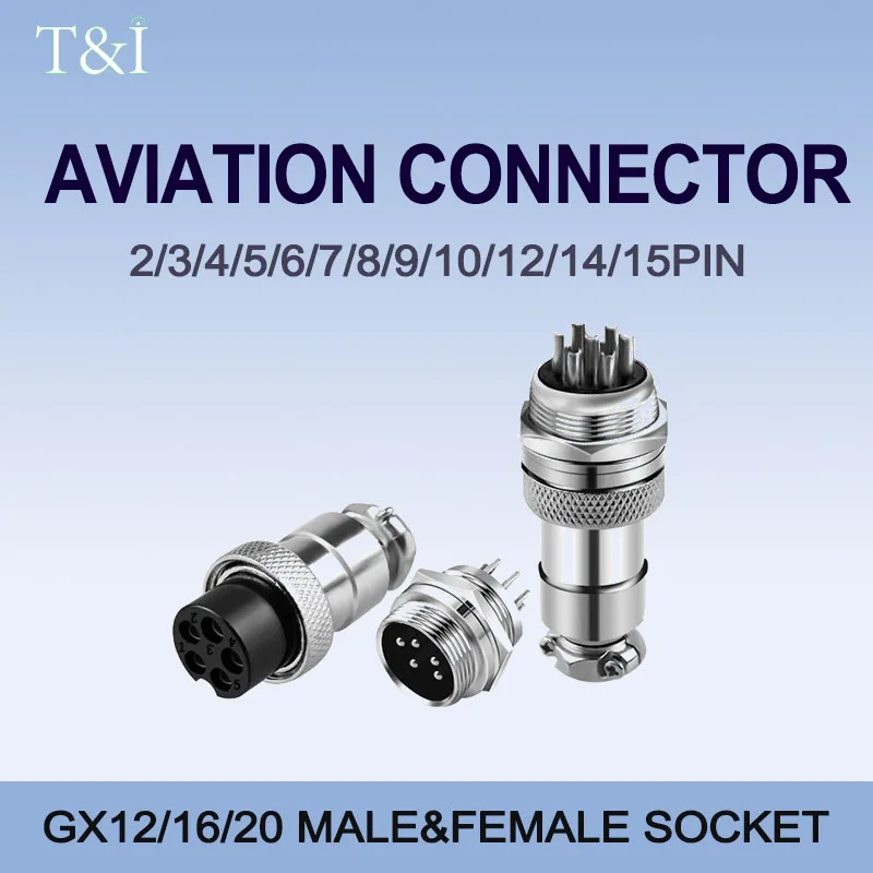 

5/10/100Set GX12 GX16 GX20 2 3 4 5 6 7 8 9 10 12 14 15 Pin Male&Female Docking Aviator Aviation Plug Socket Circular Connector