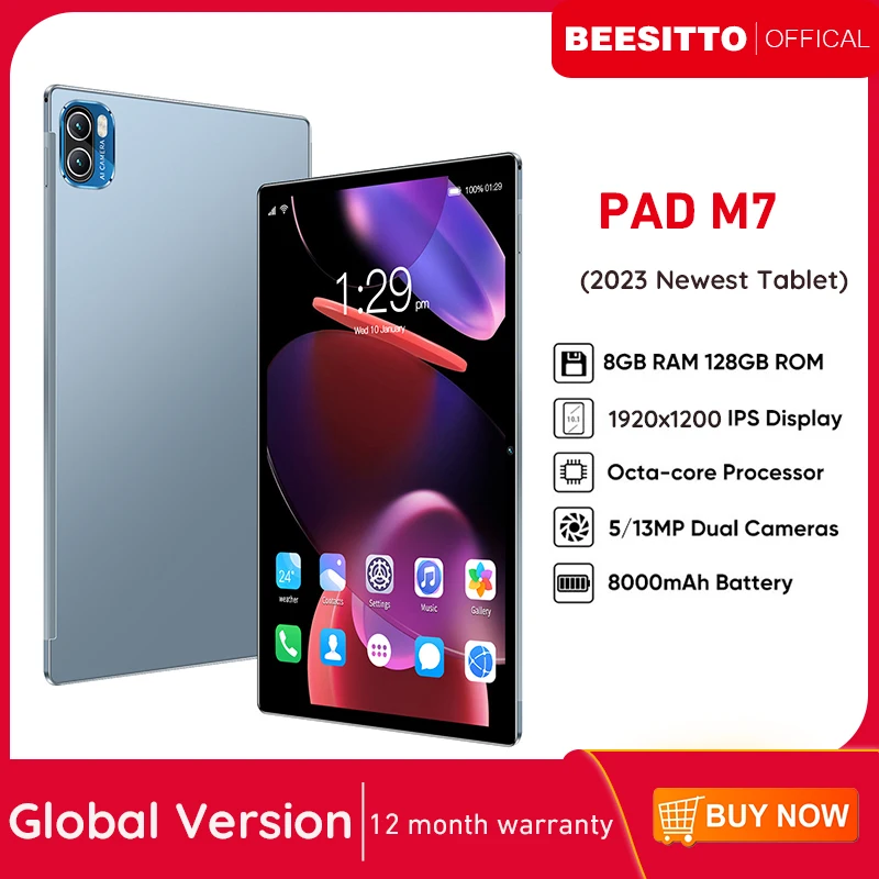 

Глобальная прошивка M7 Pad 10 дюймов 1920x1200 2K ЖК-экран планшетный ПК 8 ГБ 128 Гб 4G LTE Android 10,0 планшет с GPS Bluetooth