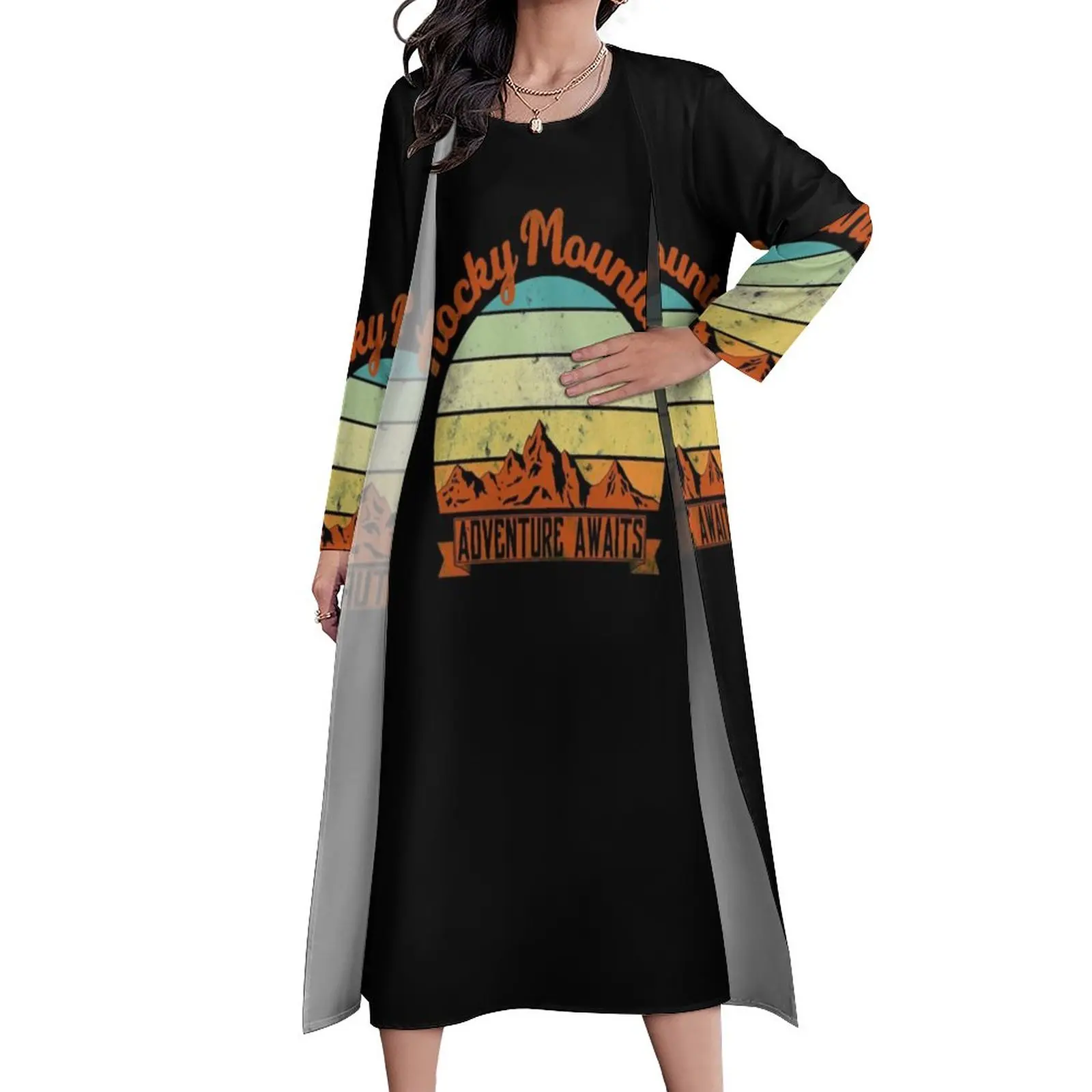 Платье-макси с принтом «Рокки-горы»
Платье-макси с принтом «Рокки-горы»