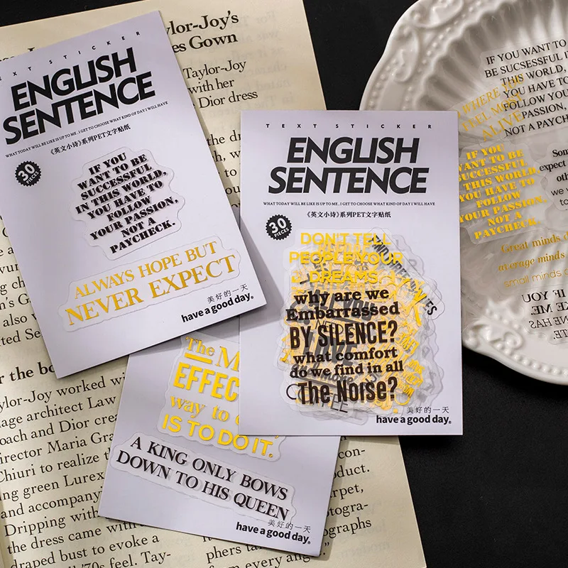 30Sheets PET Stickers English Poem Series Creative Text Hand Account Decorative Stickers Stationery Stickers
30Sheets PET Stickers English Poem Series Creative Text Hand Account Decorative Stickers Stationery Stickers