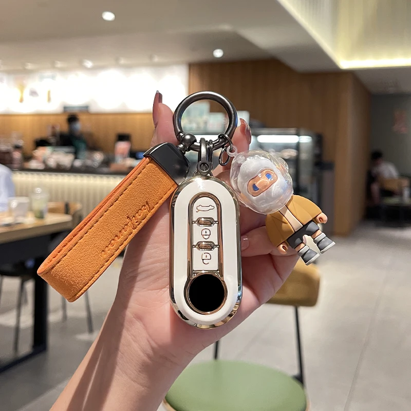 Leather Key Holder Keychain 3 Button Flip Folding Key TPU Car Key Case Cover for Fiat 500 Shell Holder Protecor Car Accessories 
Leather Key Holder Keychain 3 Button Flip Folding Key TPU Car Key Case Cover for Fiat 500 Shell Holder Protecor Car Accessories