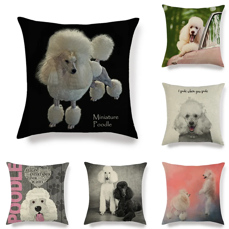 

45cm*45cm Poodle dog linen/cotton throw pillow covers couch cushion cover home decorative pillow covers