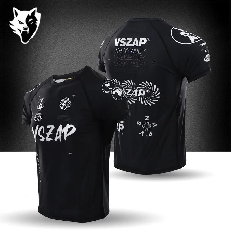 VSZAP Тайский боксерский костюм для фитнеса джиу-джитсу быстросохнущая футболка