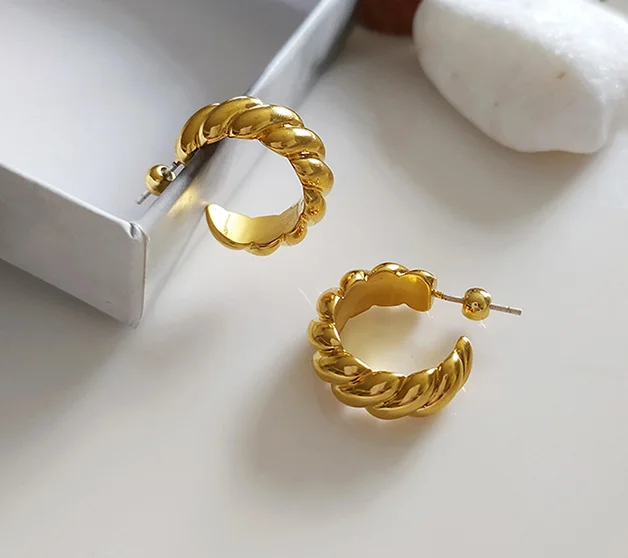 

Geo Twist Ball Statement Stud Earrings Women Jewelry Punk Party Gown Brincos T Show Runway Rare Korean Japan Style INS