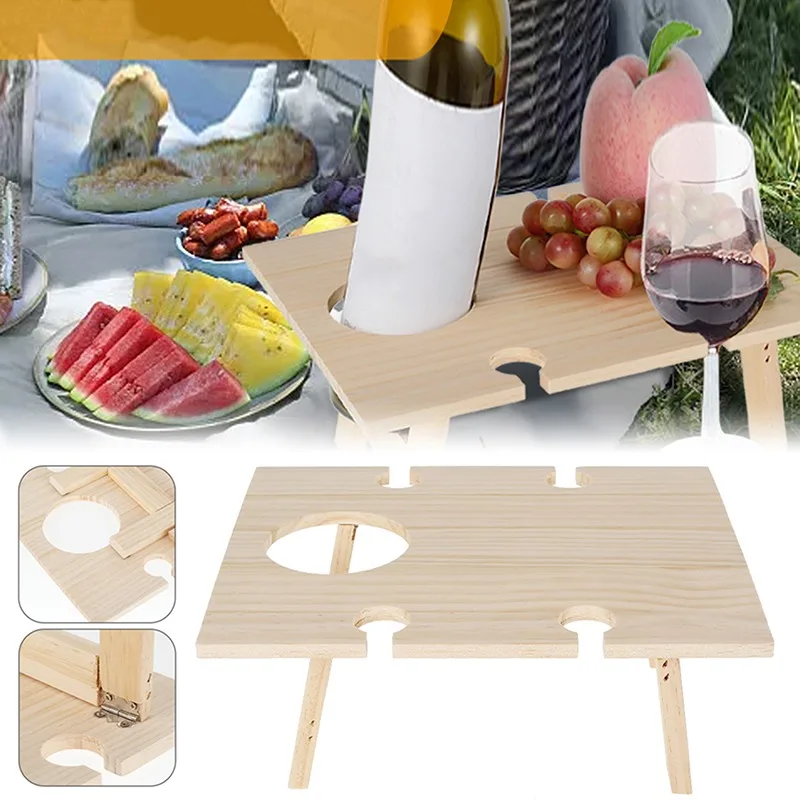 

Портативный деревянный стол для пикника, складной квадратный садовый столик для вина и пикника, столик для путешествий на улице, поднос для закусок и пищи