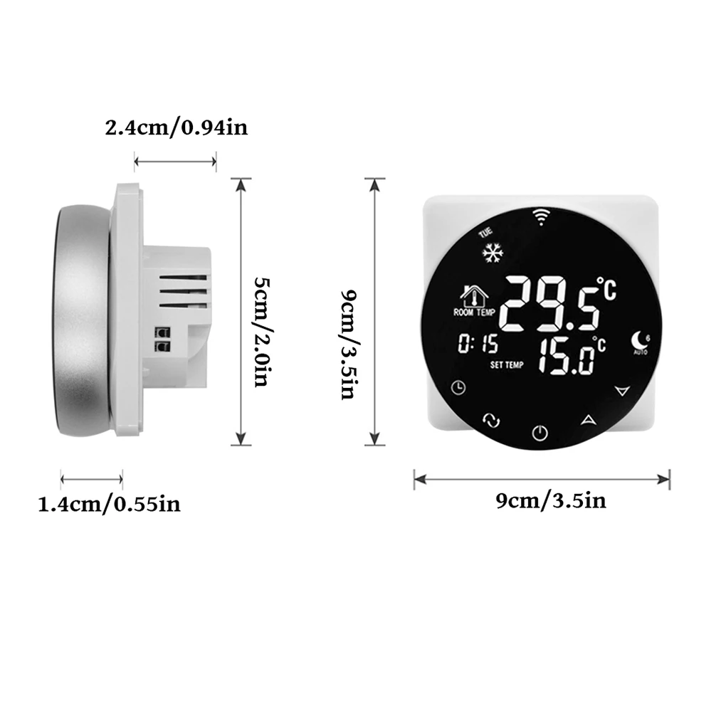 WiFi Thermostat Smart Electric Heating Temperature Controller Round Aluminum Glass Mirror Indoor Thermostat
WiFi Thermostat Smart Electric Heating Temperature Controller Round Aluminum Glass Mirror Indoor Thermostat