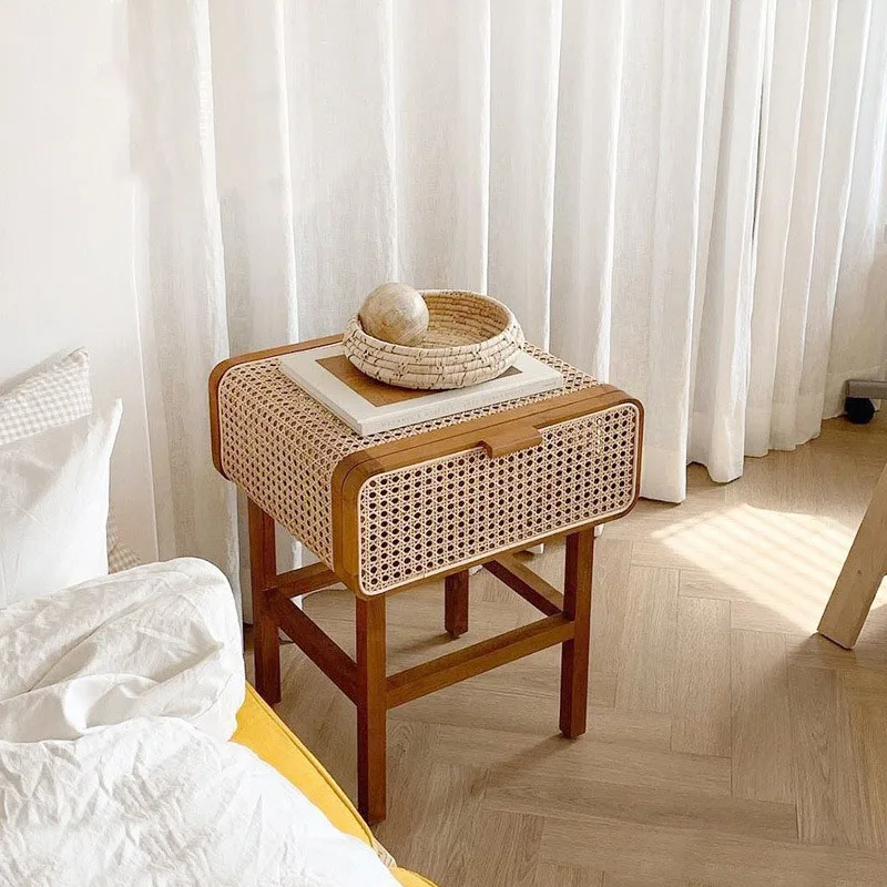 Bedside Tables Wood Rattan Nightstands Storage Cabinet Comfortable Bedroom Bed Side Tables with Drawer Creative Home Decoration
Bedside Tables Wood Rattan Nightstands Storage Cabinet Comfortable Bedroom Bed Side Tables with Drawer Creative Home Decoration