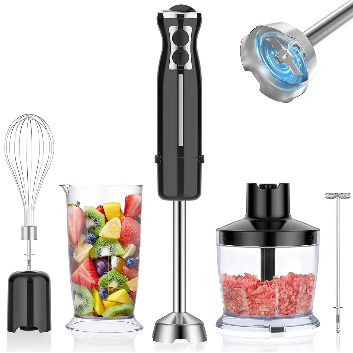 5-in-1 Immersion Hand Blender, 12 Speed Stick Blender for Smoothies, Infant Food, Sauces, Soups, Puree
5-in-1 Immersion Hand Blender, 12 Speed Stick Blender for Smoothies, Infant Food, Sauces, Soups, Puree