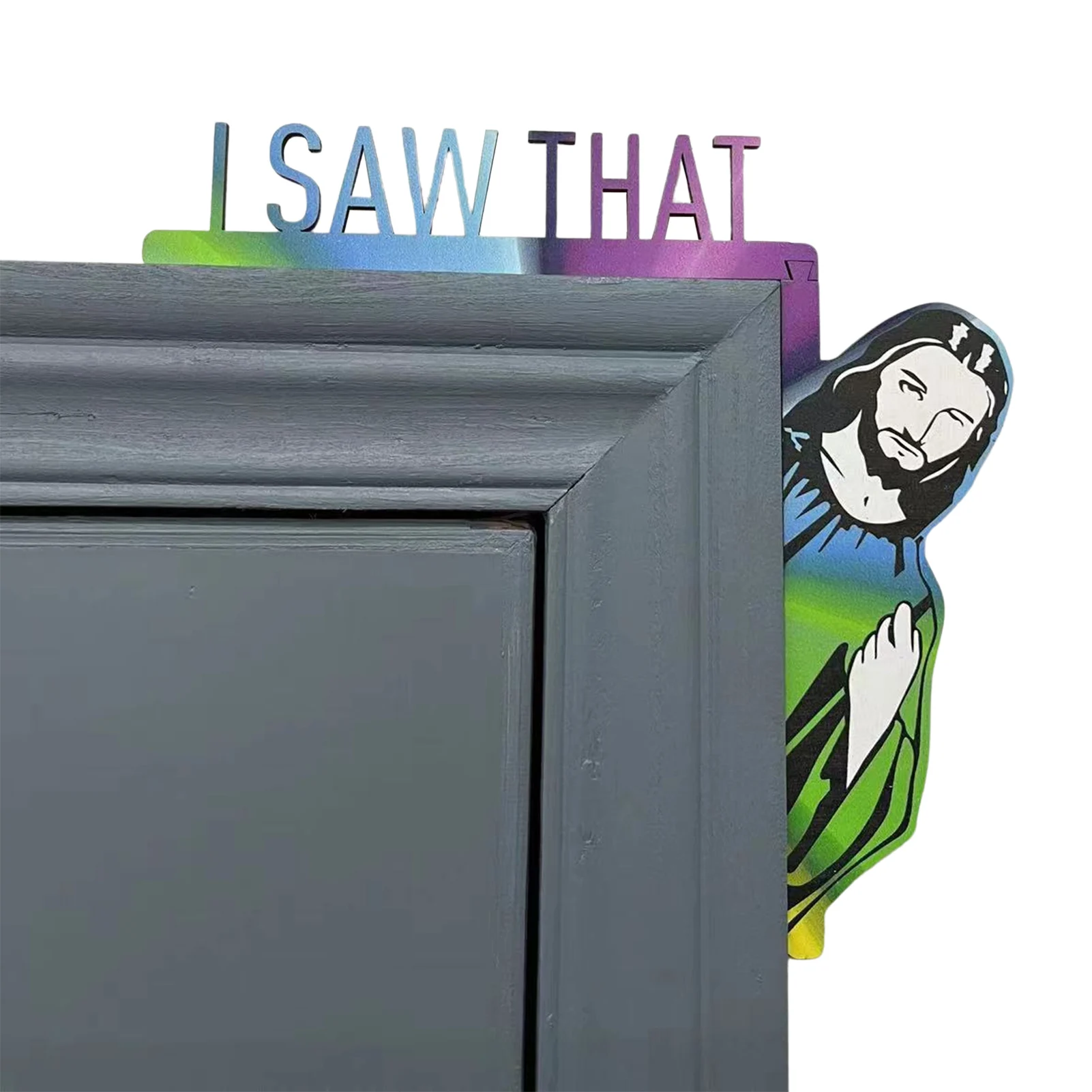 Funny Wall Door Decorative Plaque Sign Durability Exquisite Shape Door Frame Jesus I Saw That Front Door Garden Home Supplies 
Funny Wall Door Decorative Plaque Sign Durability Exquisite Shape Door Frame Jesus I Saw That Front Door Garden Home Supplies