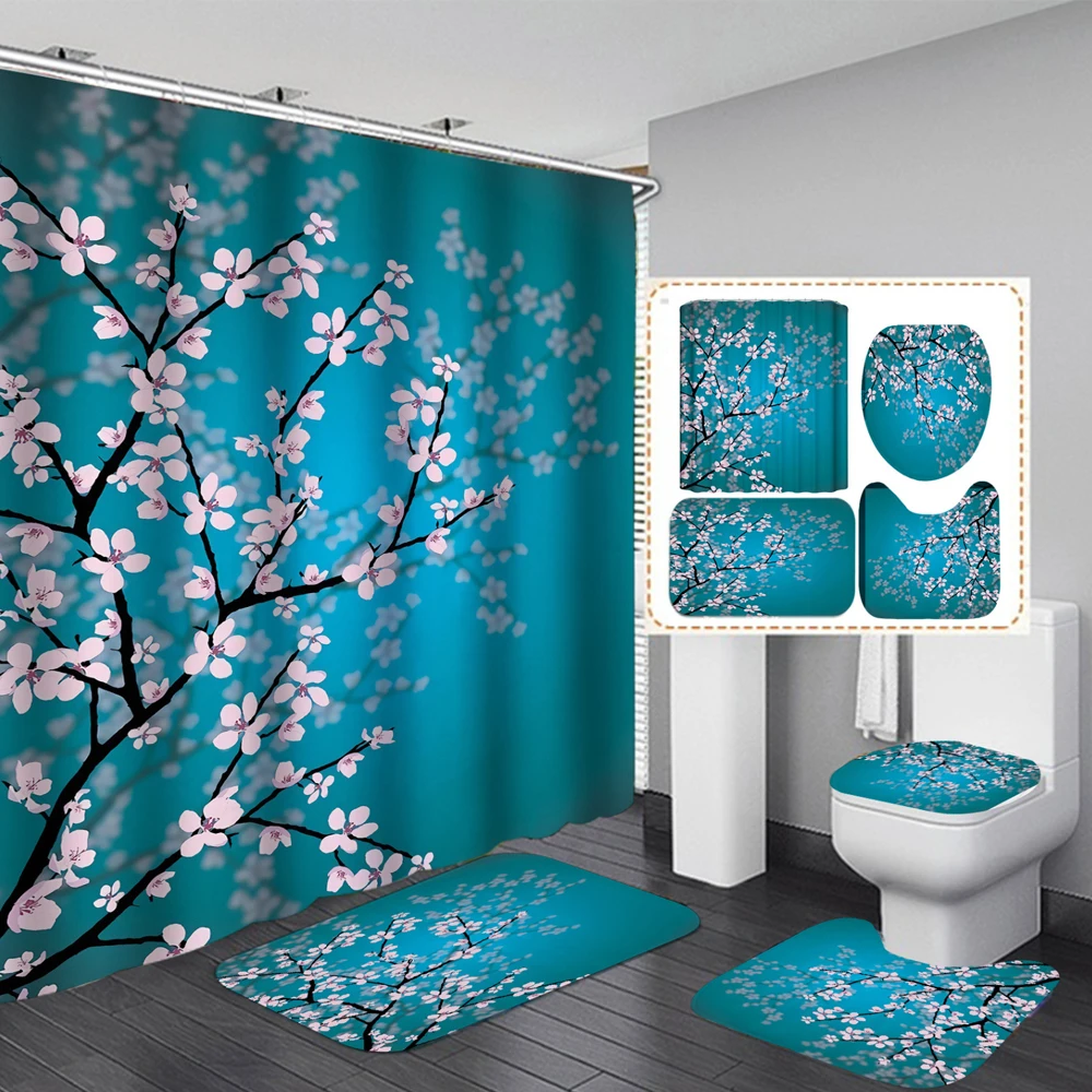 Cherry Blossoms Print Fabric Shower Curtains Bathroom Curtain Set Flower Anti-skid Rugs Carpet Toilet Lid Cover Bath Mat Sets
Cherry Blossoms Print Fabric Shower Curtains Bathroom Curtain Set Flower Anti-skid Rugs Carpet Toilet Lid Cover Bath Mat Sets