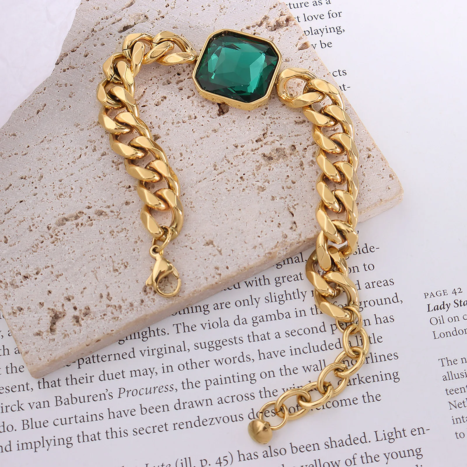 Miami Cuban Chain Bracelet, Green Stone Cubic Zirconia Charm Bangle Accessories
Miami Cuban Chain Bracelet, Green Stone Cubic Zirconia Charm Bangle Accessories