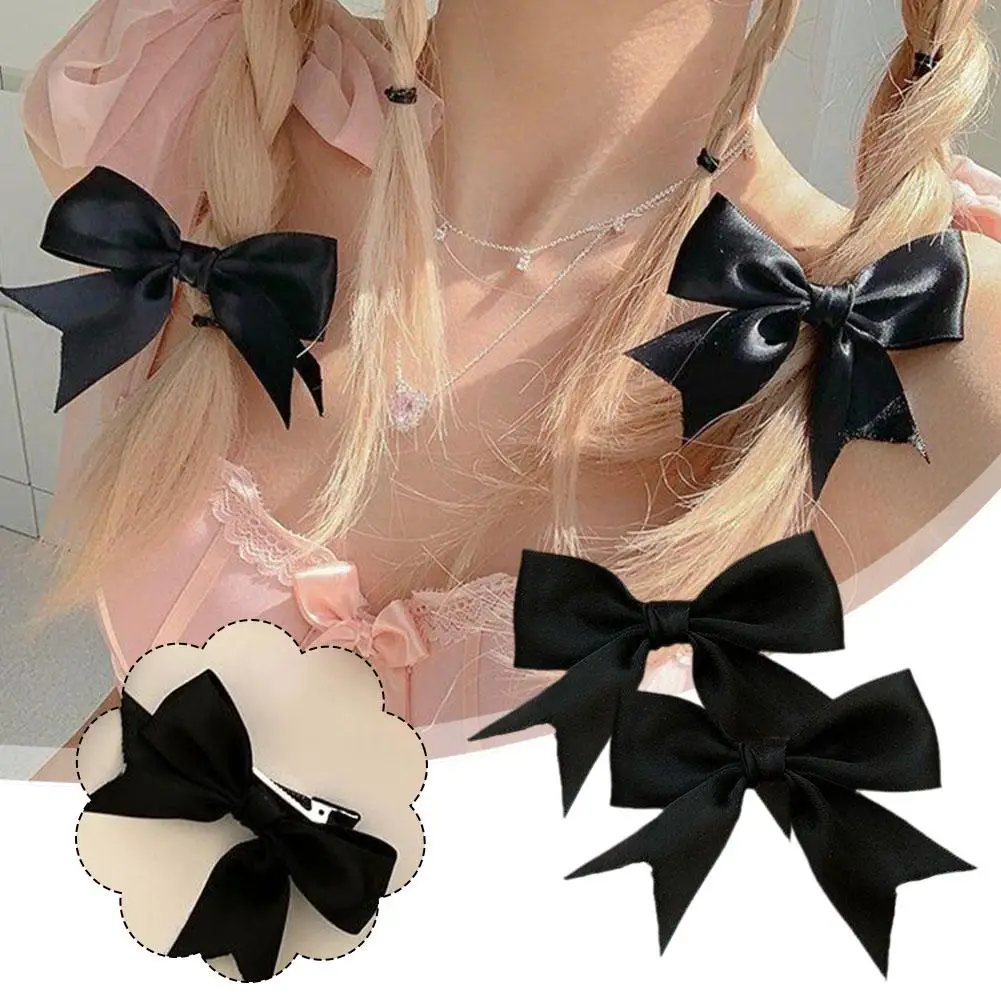 Elegant Satin Bow Hair Clips For JK Girls Kawii Barrettes Cute Hair Accessoires Kids Black White Ribbon Woman Hairpins Hair A1S0
Elegant Satin Bow Hair Clips For JK Girls Kawii Barrettes Cute Hair Accessoires Kids Black White Ribbon Woman Hairpins Hair A1S0