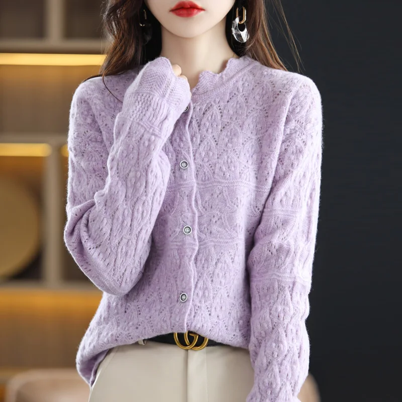 Green Sweater Coat Pure Wool Cardigan Women's Spring and Autumn New Hollow Knitted Cashmere Top French Fashion Women's Clothing
Green Sweater Coat Pure Wool Cardigan Women's Spring and Autumn New Hollow Knitted Cashmere Top French Fashion Women's Clothing
