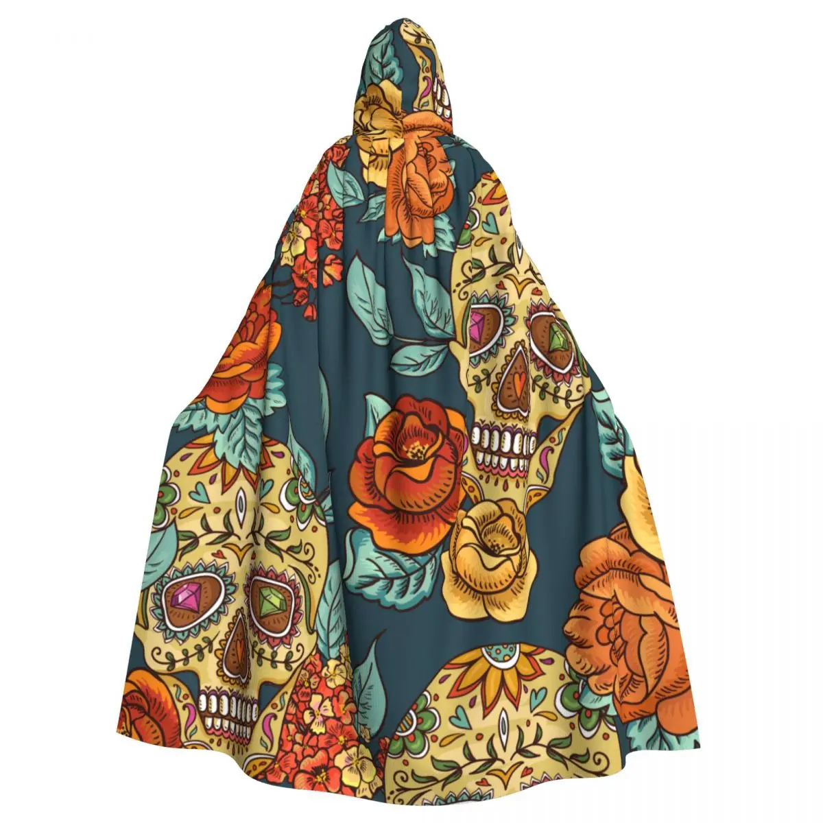 Unisex Adult Skull, Diamond And Flowers Background Cloak with Hood Long Witch Costume Cosplay 
Unisex Adult Skull, Diamond And Flowers Background Cloak with Hood Long Witch Costume Cosplay