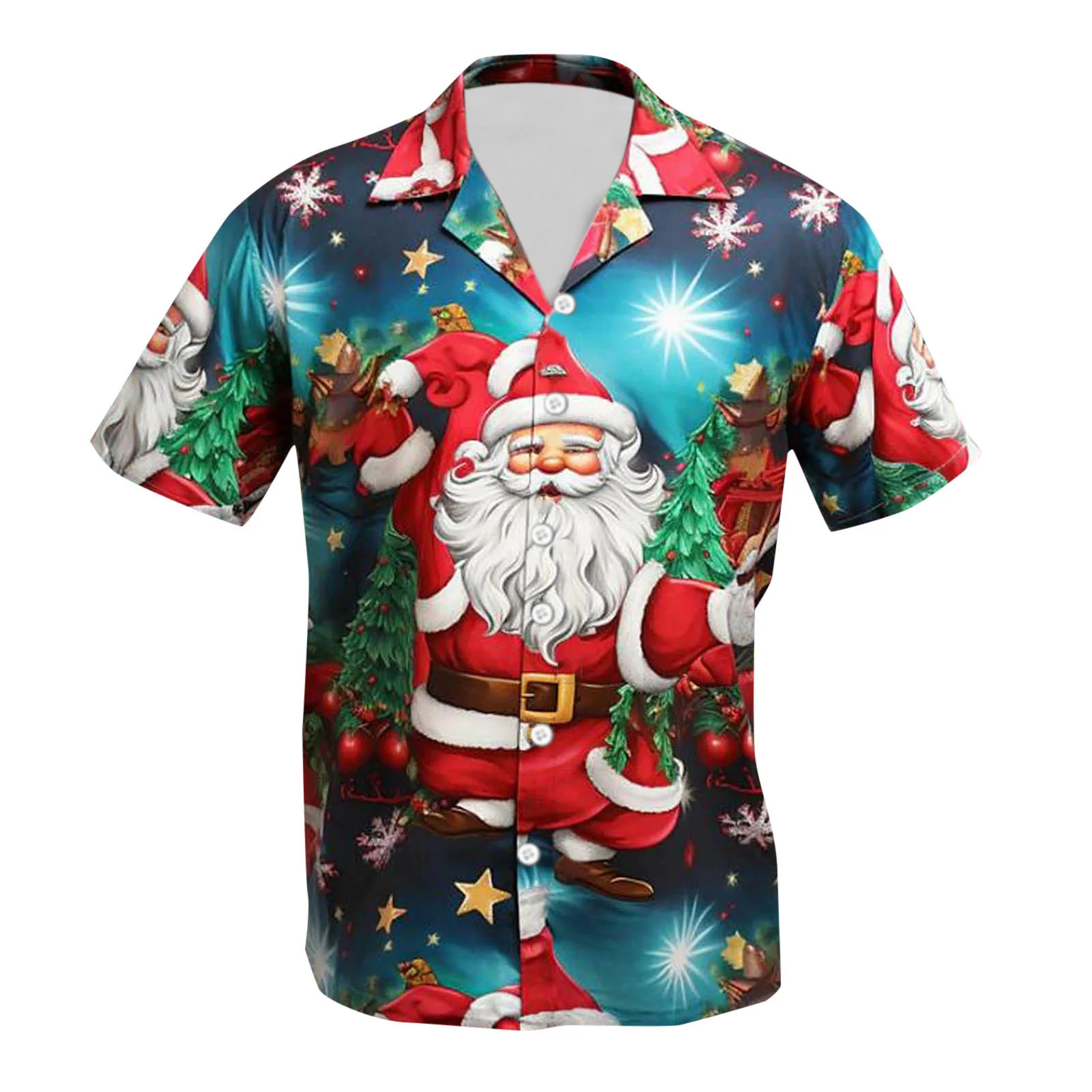 

Men's Christmas shirts T-shirt funny Themed shirt Navidad Tops lapel-neck Santa-Claus 3d-Printed Short-sleeved camisas de hombre