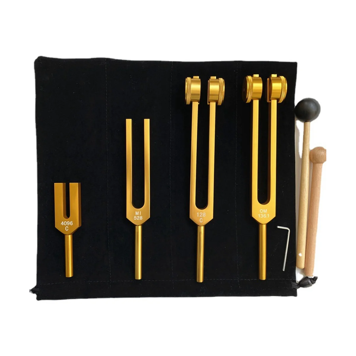 4 Piece Tuning Fork Set (4096C, MI528, 128C, OM136.1) for Solfeggio, for Chakras, Sound Healing, Stress Relief, Gold
4 Piece Tuning Fork Set (4096C, MI528, 128C, OM136.1) for Solfeggio, for Chakras, Sound Healing, Stress Relief, Gold