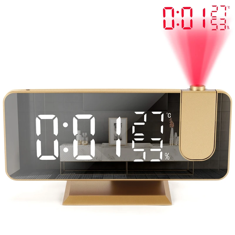 

Цифровой светодиодный Будильник, настольные электронные часы, USB пробуждение, FM-радио, проектор времени, функция повтора, 2 будильника