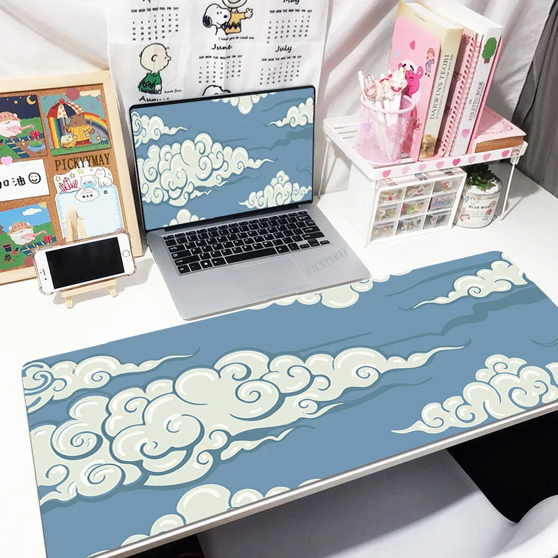 

Clouds Mouse Pads Pixel Sence 400x900 Large Mousepad Locking Edge Mouse Mats Gamer Rubber Mat Company Desk Pad Design For Gift