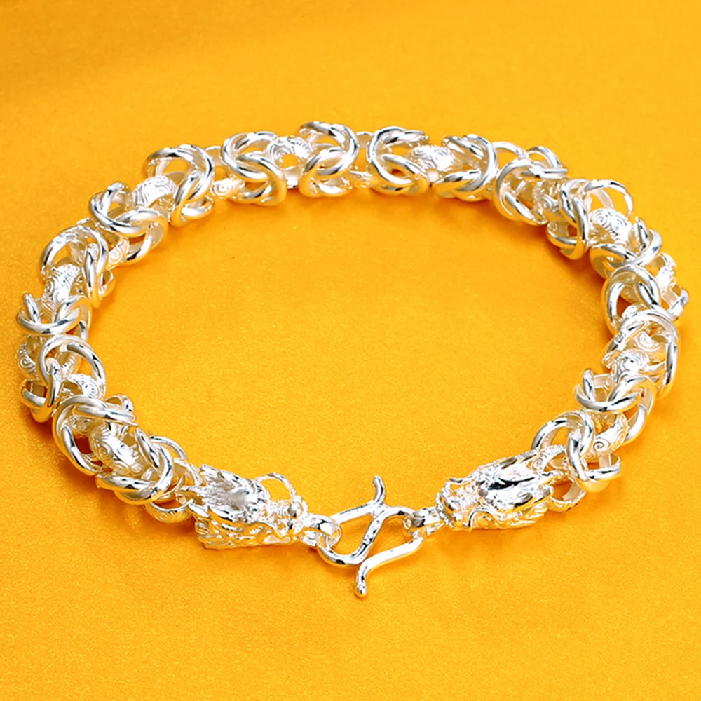 Браслет из серебра S999 с драконом, 8 мм, 18-22 см 
Браслет из серебра S999 с драконом, 8 мм, 18-22 см